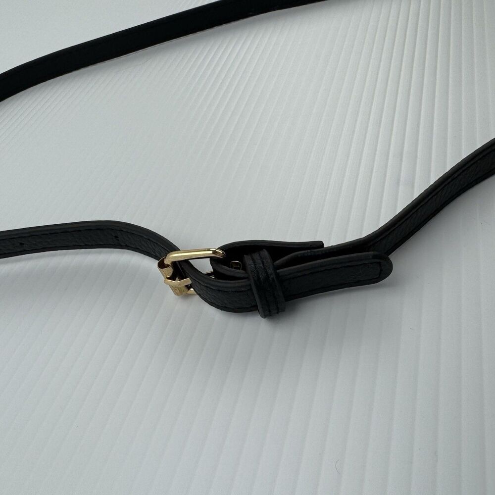Black Faux Leather Top Handle Crossbody Bag Gold Turn Lock Purse - Picture 9 of 10